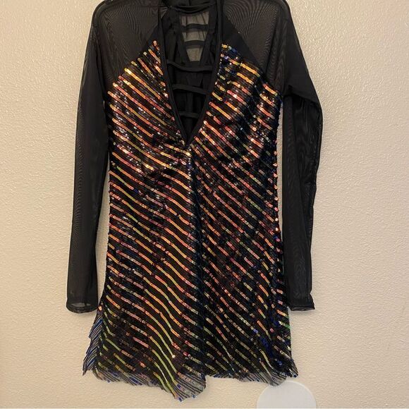 WEISSMAN Dance Costume black sequin dress SHAKE YOUR GROOVE THING 13584 adult SA - Picture 3 of 13